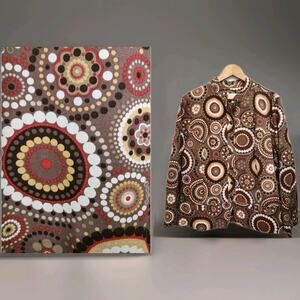 CJ Banks Geometric Patterned Cotton Jacket Size 1X Pockets Denim Style